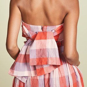 ENGLISH FACTORY checkered bow Vermillion color top